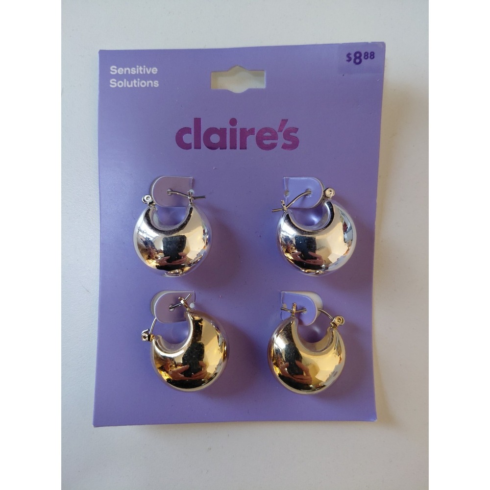 NEW Lot of 2 Hoop Moons Earrings 1 Gold and 1 Silver from Claire's